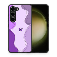 Thumbnail for Θήκη Samsung Galaxy S23 Purple Mariposa από τη Smartfits με σχέδιο στο πίσω μέρος και μαύρο περίβλημα | Samsung Galaxy S23 Purple Mariposa Case with Colorful Back and Black Bezels