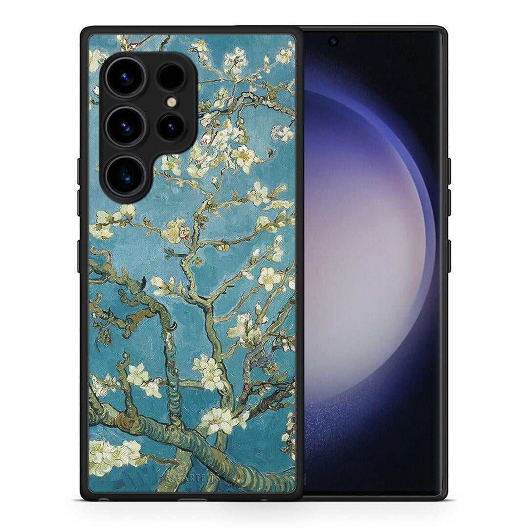 Θήκη Samsung Galaxy S23 Ultra White Blossoms από τη Smartfits με σχέδιο στο πίσω μέρος και μαύρο περίβλημα | Samsung Galaxy S23 Ultra White Blossoms Case with Colorful Back and Black Bezels