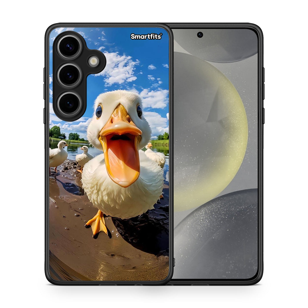 Θήκη Samsung Galaxy S24 Duck Face από τη Smartfits με σχέδιο στο πίσω μέρος και μαύρο περίβλημα | Samsung Galaxy S24 Duck Face case with colorful back and black bezels