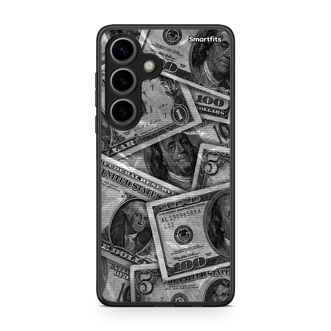 Samsung Galaxy S24 Money Dollars θήκη από τη Smartfits με σχέδιο στο πίσω μέρος και μαύρο περίβλημα | Smartphone case with colorful back and black bezels by Smartfits