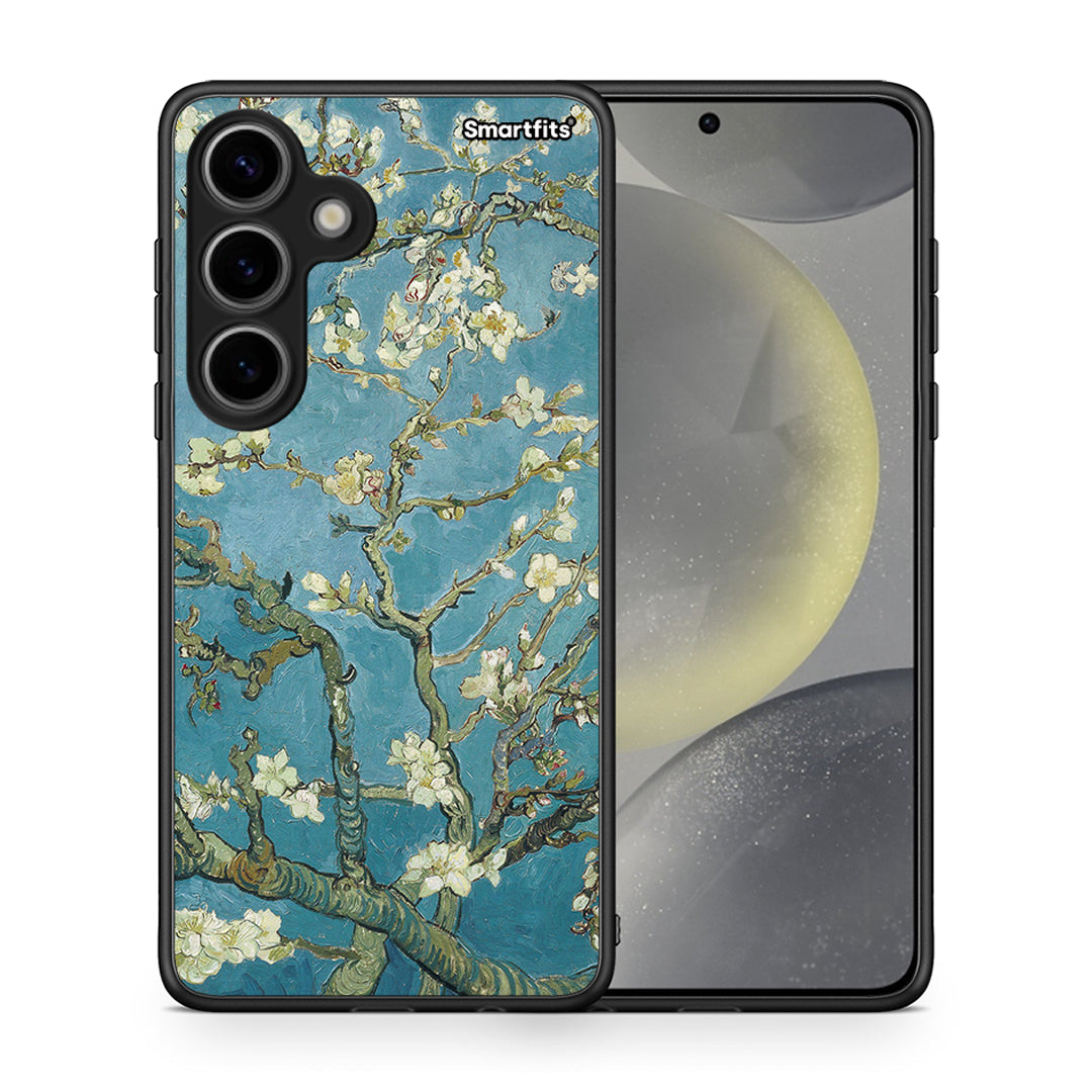 Θήκη Samsung Galaxy S24 White Blossoms από τη Smartfits με σχέδιο στο πίσω μέρος και μαύρο περίβλημα | Samsung Galaxy S24 White Blossoms case with colorful back and black bezels