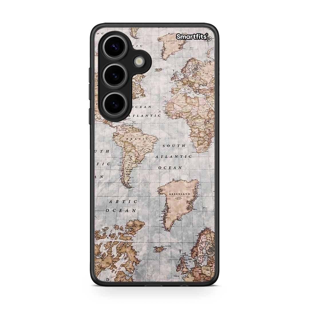 Samsung Galaxy S24 World Map Θήκη από τη Smartfits με σχέδιο στο πίσω μέρος και μαύρο περίβλημα | Smartphone case with colorful back and black bezels by Smartfits