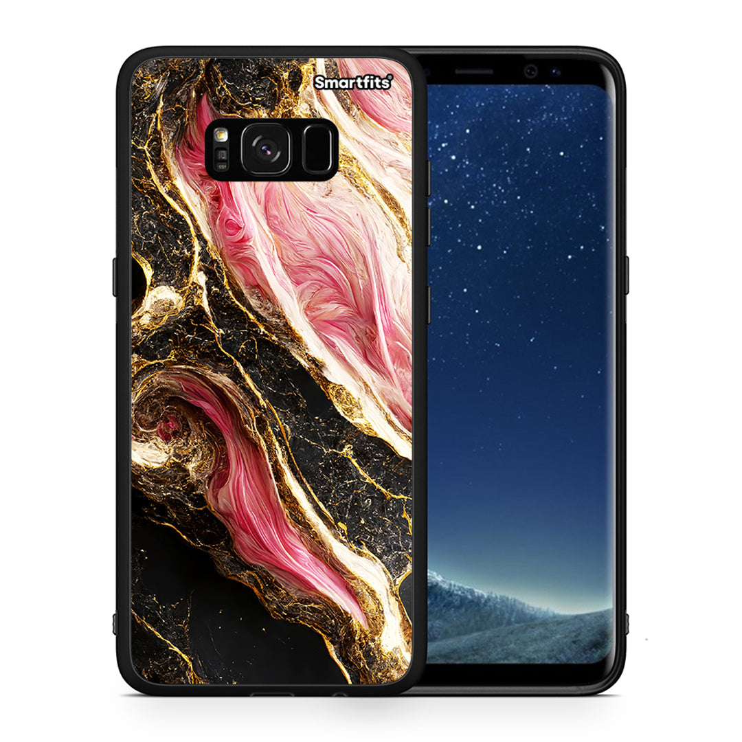 Θήκη Samsung S8 Glamorous Pink Marble από τη Smartfits με σχέδιο στο πίσω μέρος και μαύρο περίβλημα | Samsung S8 Glamorous Pink Marble case with colorful back and black bezels