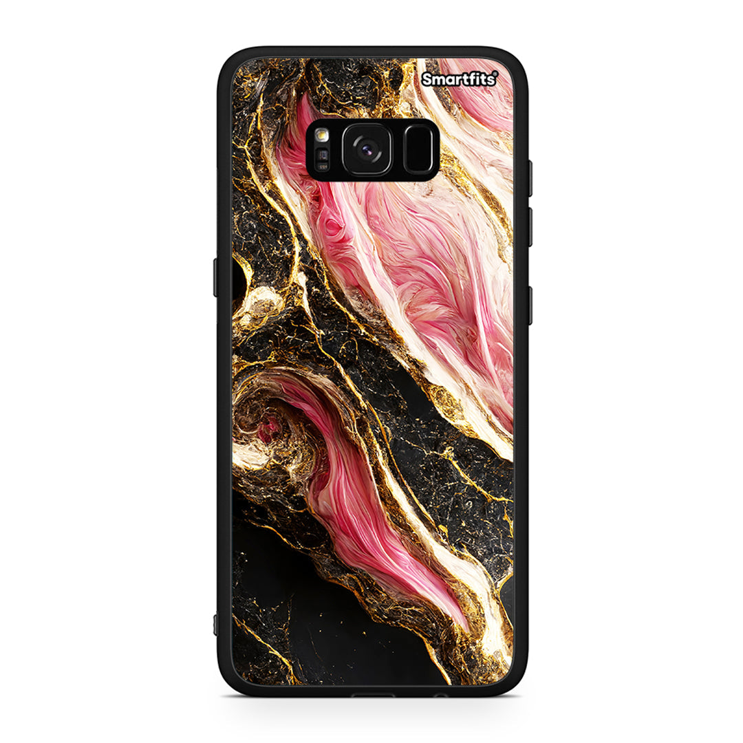Samsung S8 Glamorous Pink Marble θήκη από τη Smartfits με σχέδιο στο πίσω μέρος και μαύρο περίβλημα | Smartphone case with colorful back and black bezels by Smartfits