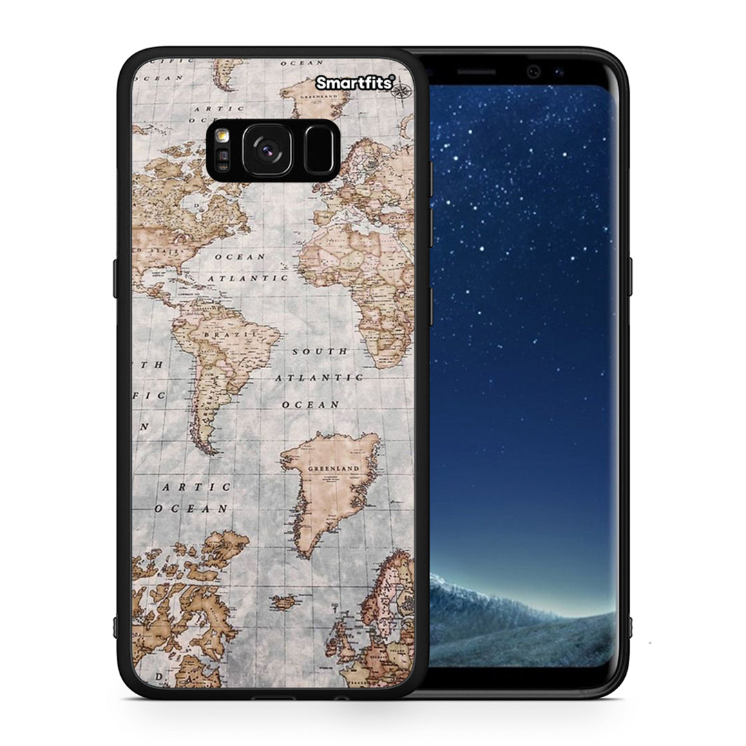 Θήκη Samsung S8 World Map από τη Smartfits με σχέδιο στο πίσω μέρος και μαύρο περίβλημα | Samsung S8 World Map case with colorful back and black bezels