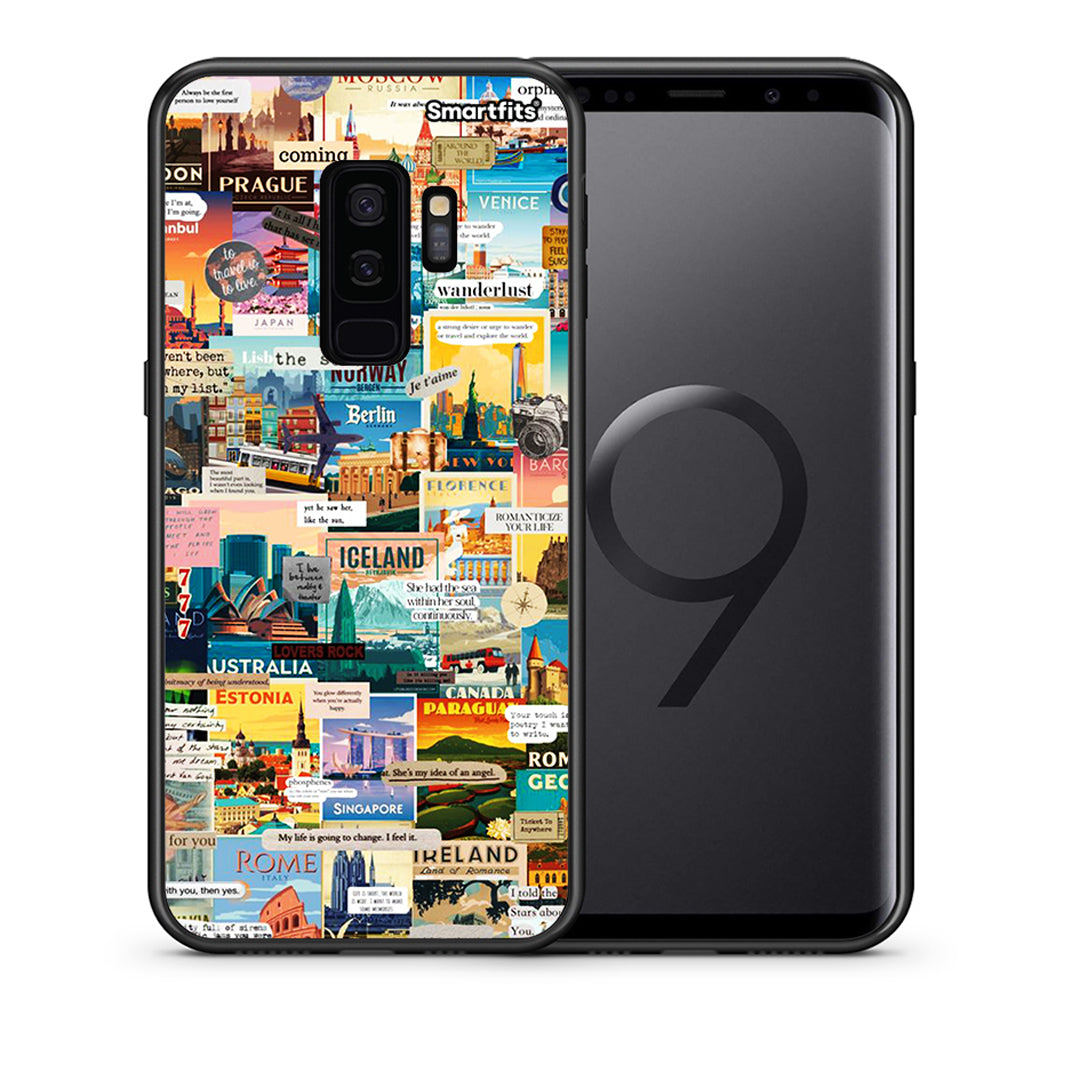 Θήκη Samsung S9 Plus Live To Travel από τη Smartfits με σχέδιο στο πίσω μέρος και μαύρο περίβλημα | Samsung S9 Plus Live To Travel case with colorful back and black bezels