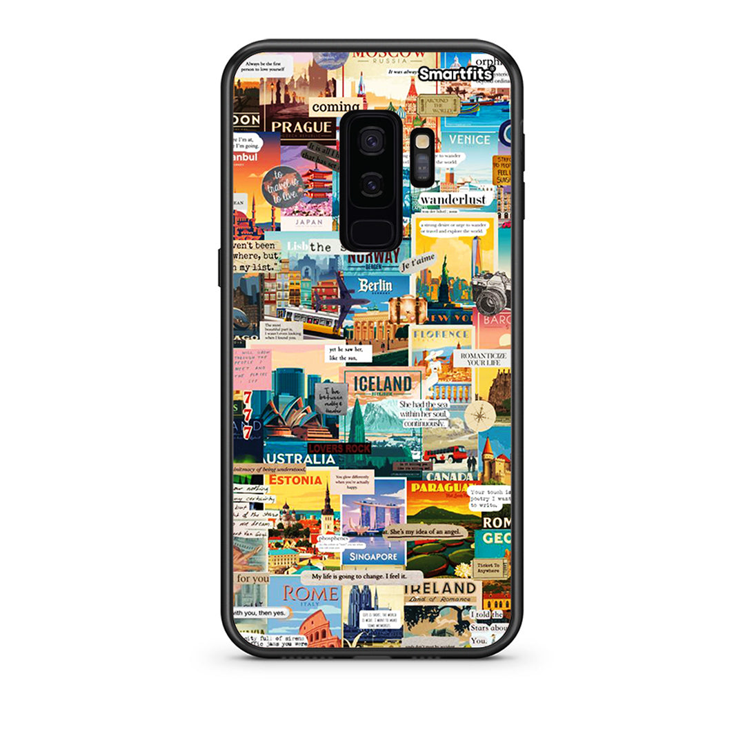 samsung s9 plus Live To Travel θήκη από τη Smartfits με σχέδιο στο πίσω μέρος και μαύρο περίβλημα | Smartphone case with colorful back and black bezels by Smartfits