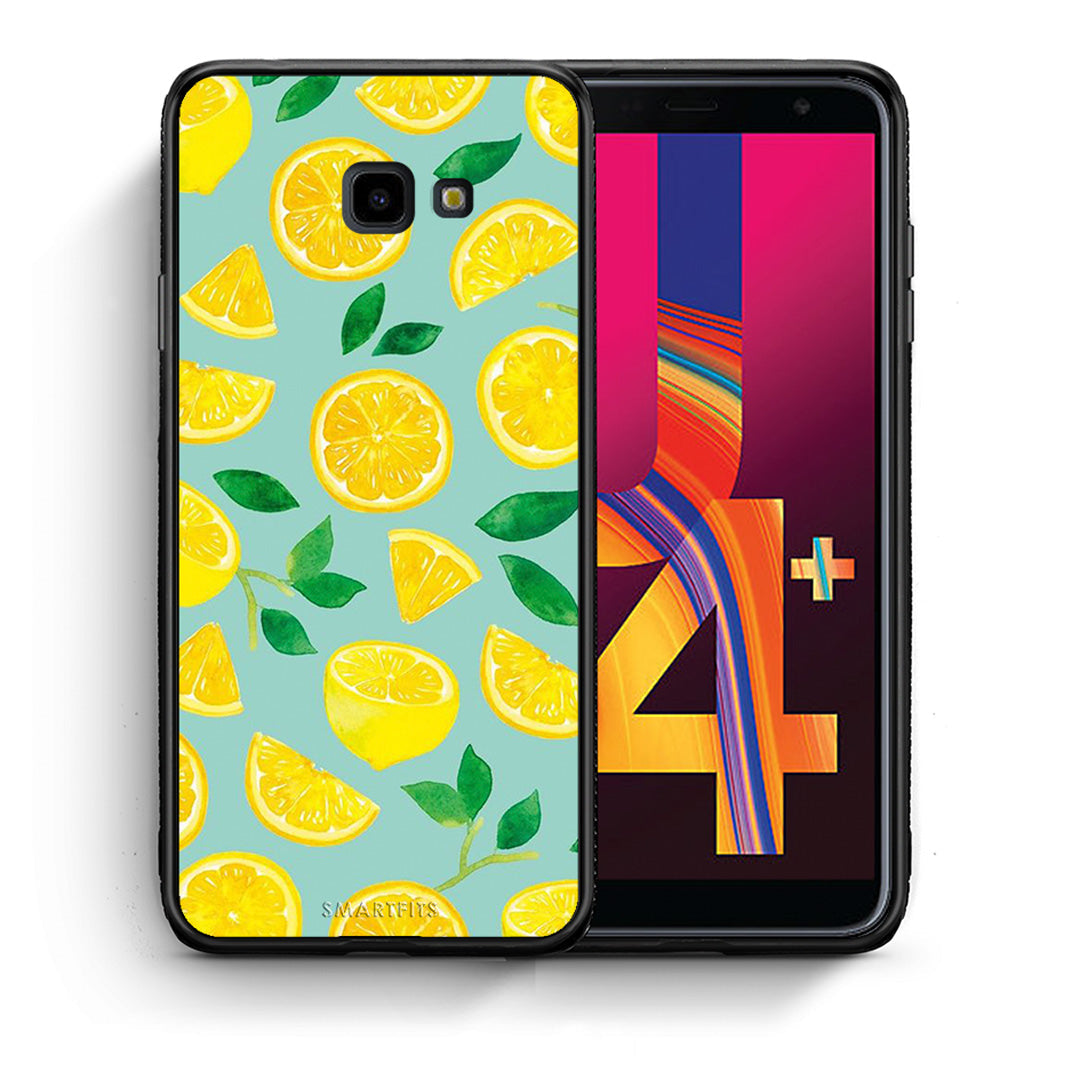 Θήκη Samsung J4 Plus Lemons από τη Smartfits με σχέδιο στο πίσω μέρος και μαύρο περίβλημα | Samsung J4 Plus Lemons case with colorful back and black bezels
