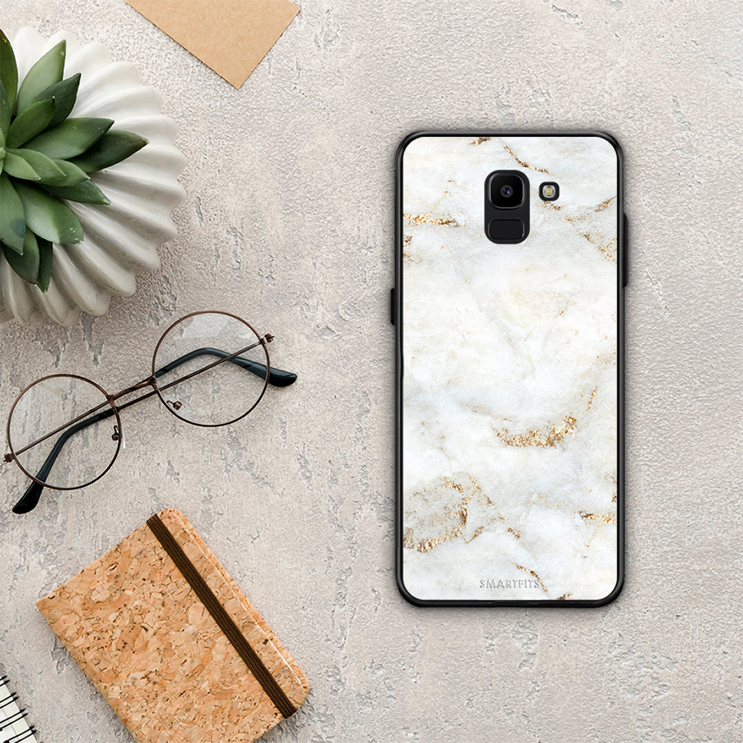White Gold Marble - Samsung Galaxy J6 θήκη