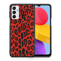 Thumbnail for Θήκη Samsung M13 Red Leopard Animal από τη Smartfits με σχέδιο στο πίσω μέρος και μαύρο περίβλημα | Samsung M13 Red Leopard Animal case with colorful back and black bezels