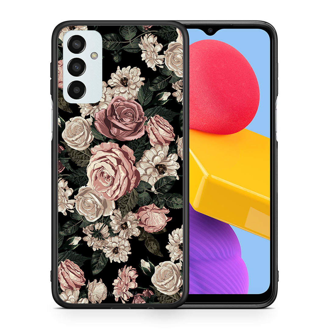 Θήκη Samsung M13 Wild Roses Flower από τη Smartfits με σχέδιο στο πίσω μέρος και μαύρο περίβλημα | Samsung M13 Wild Roses Flower case with colorful back and black bezels