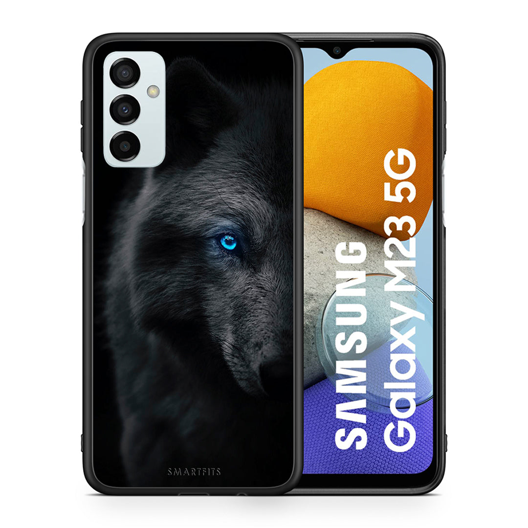 Θήκη Samsung M23 Dark Wolf από τη Smartfits με σχέδιο στο πίσω μέρος και μαύρο περίβλημα | Samsung M23 Dark Wolf case with colorful back and black bezels