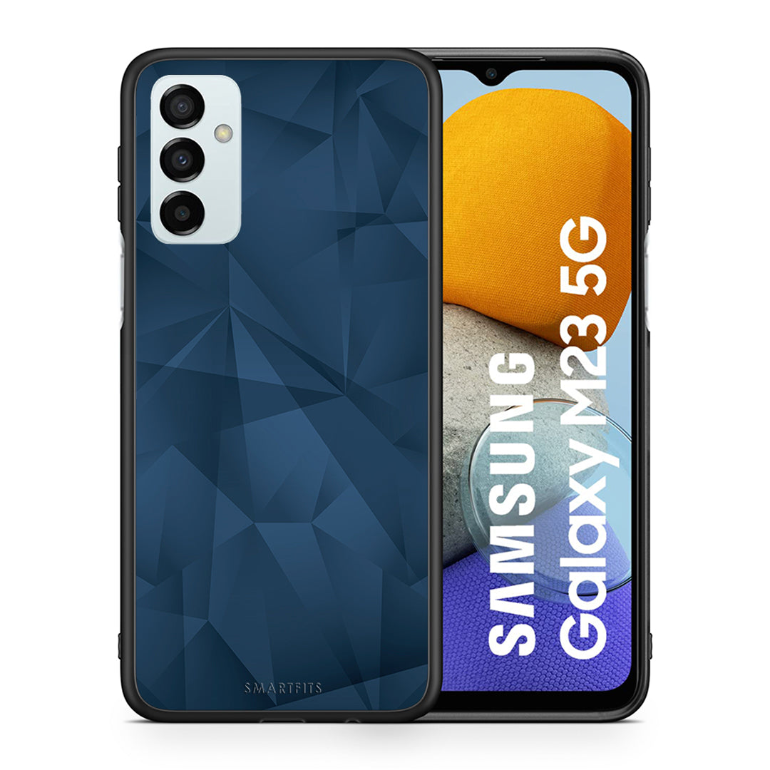 Θήκη Samsung M23 Blue Abstract Geometric από τη Smartfits με σχέδιο στο πίσω μέρος και μαύρο περίβλημα | Samsung M23 Blue Abstract Geometric case with colorful back and black bezels