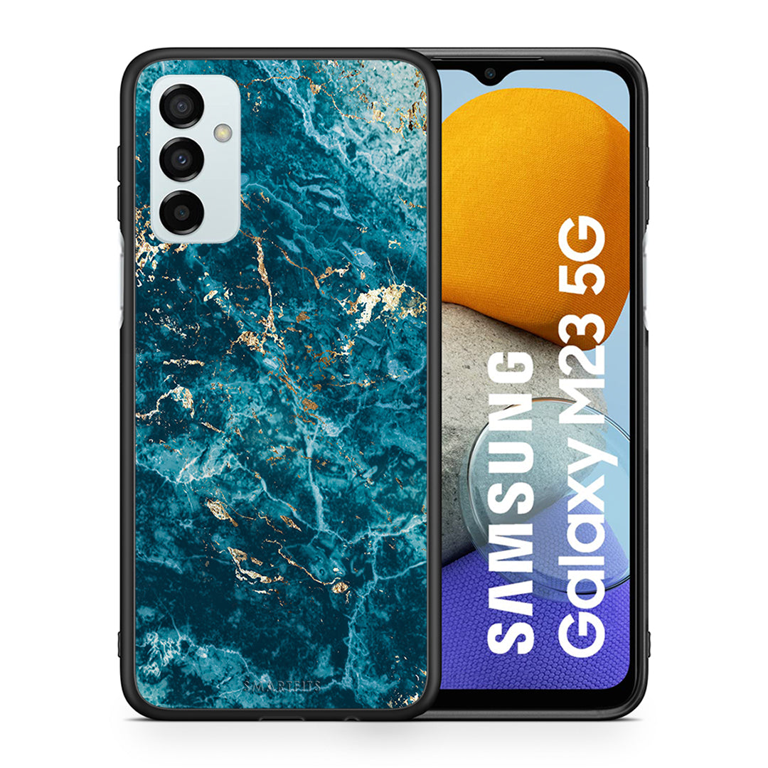 Θήκη Samsung M23 Marble Blue από τη Smartfits με σχέδιο στο πίσω μέρος και μαύρο περίβλημα | Samsung M23 Marble Blue case with colorful back and black bezels
