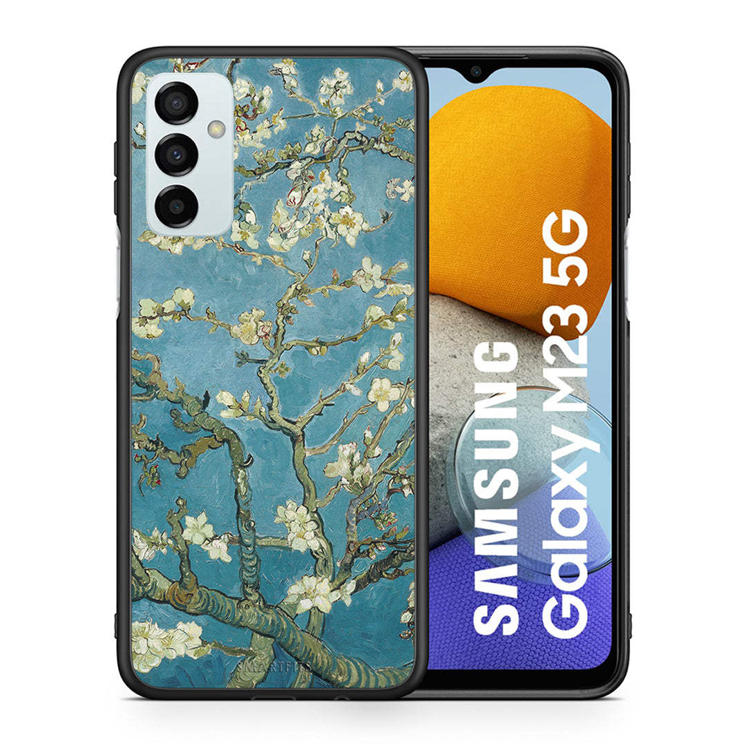 Θήκη Samsung M23 White Blossoms από τη Smartfits με σχέδιο στο πίσω μέρος και μαύρο περίβλημα | Samsung M23 White Blossoms case with colorful back and black bezels