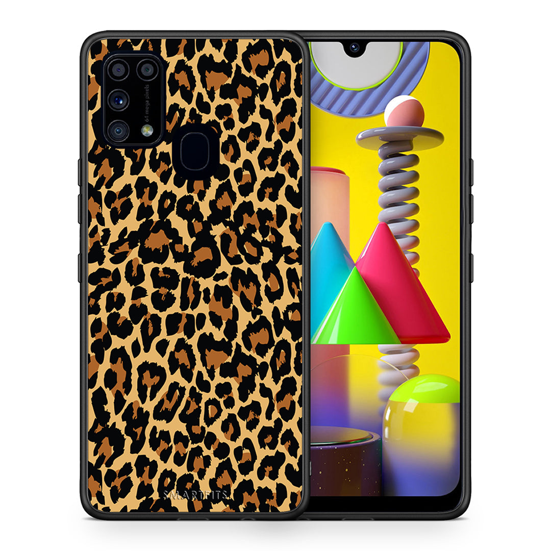Θήκη Samsung M31 Leopard Animal από τη Smartfits με σχέδιο στο πίσω μέρος και μαύρο περίβλημα | Samsung M31 Leopard Animal case with colorful back and black bezels