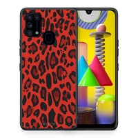 Thumbnail for Θήκη Samsung M31 Red Leopard Animal από τη Smartfits με σχέδιο στο πίσω μέρος και μαύρο περίβλημα | Samsung M31 Red Leopard Animal case with colorful back and black bezels