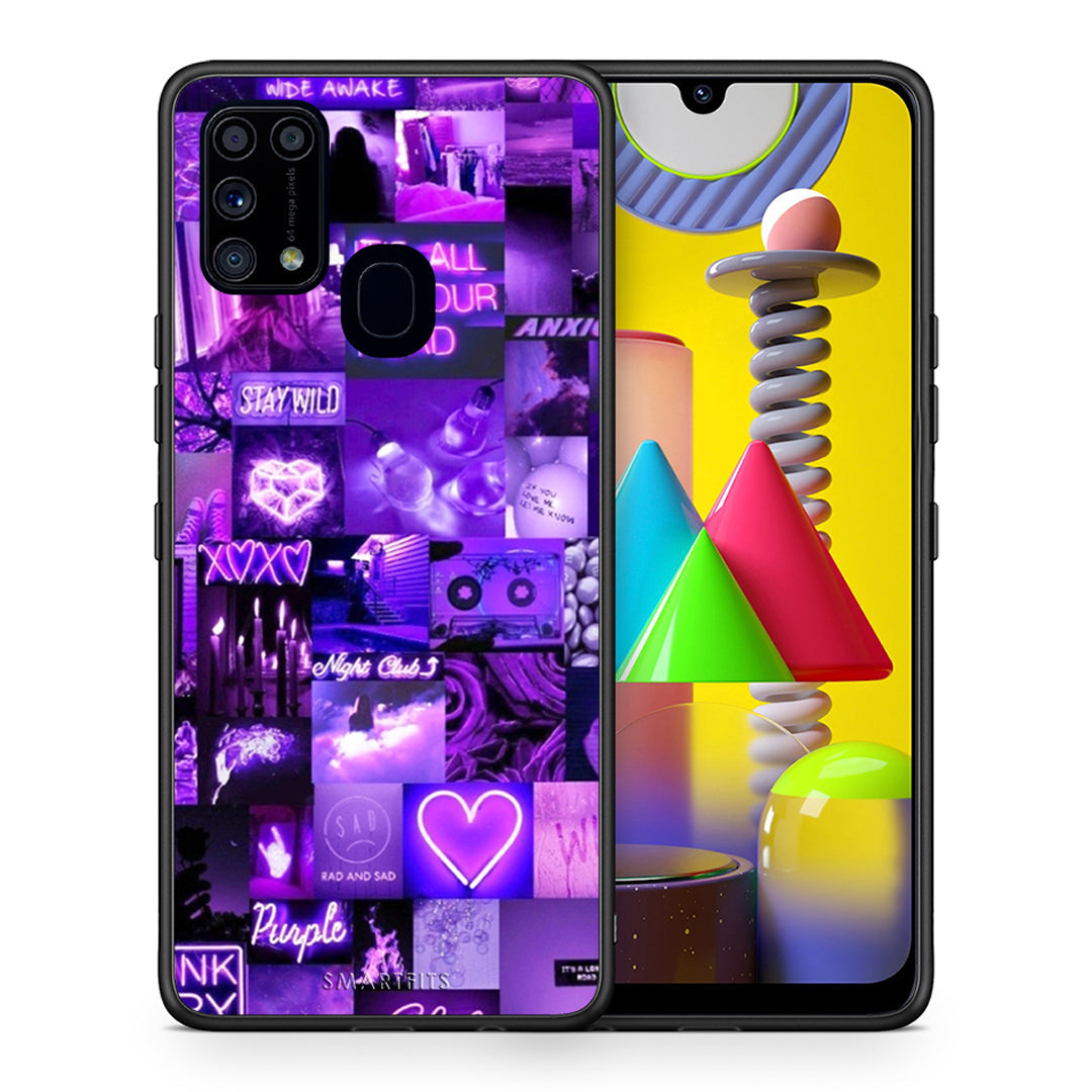 Θήκη Αγίου Βαλεντίνου Samsung M31 Collage Stay Wild από τη Smartfits με σχέδιο στο πίσω μέρος και μαύρο περίβλημα | Samsung M31 Collage Stay Wild case with colorful back and black bezels
