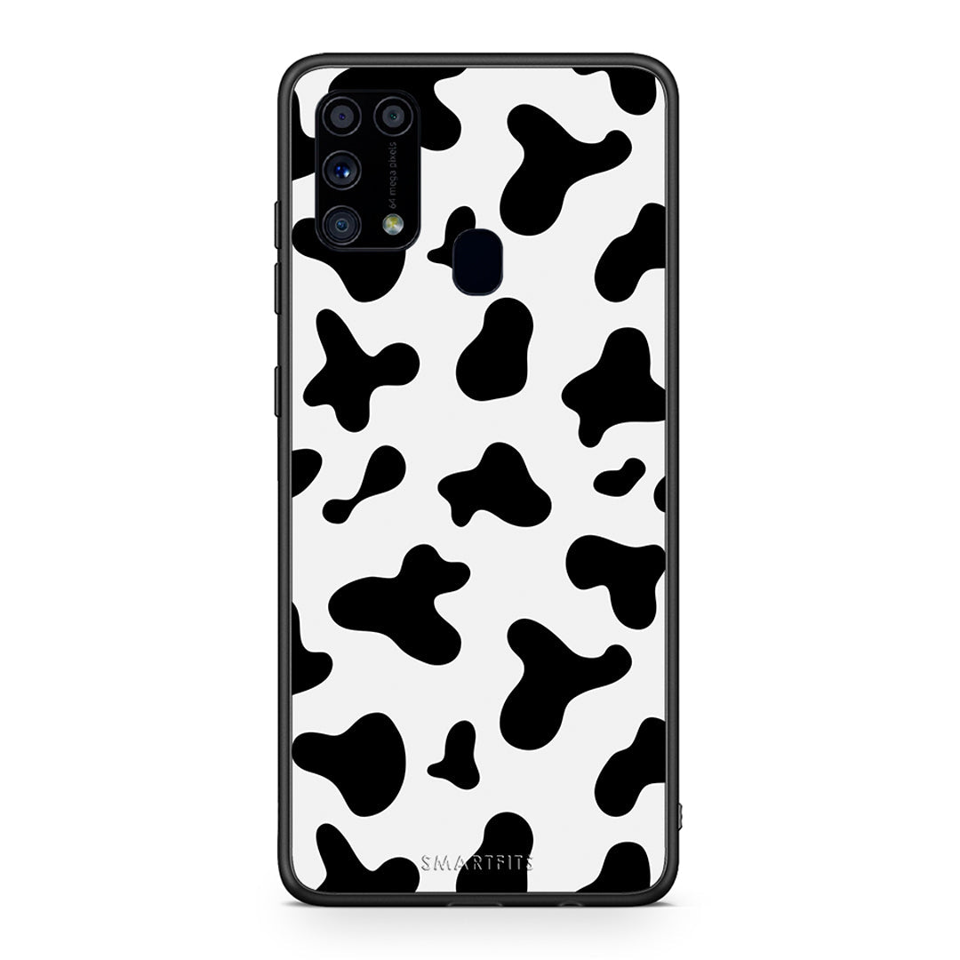 Samsung M31 Cow Print θήκη από τη Smartfits με σχέδιο στο πίσω μέρος και μαύρο περίβλημα | Smartphone case with colorful back and black bezels by Smartfits