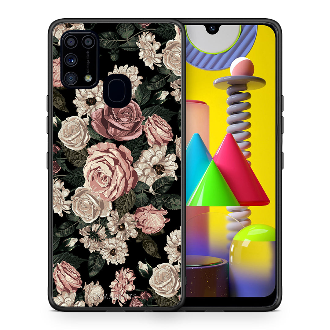 Θήκη Samsung M31 Wild Roses Flower από τη Smartfits με σχέδιο στο πίσω μέρος και μαύρο περίβλημα | Samsung M31 Wild Roses Flower case with colorful back and black bezels