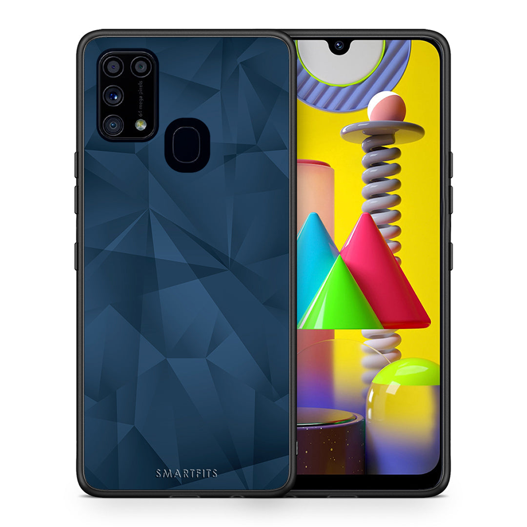 Θήκη Samsung M31 Blue Abstract Geometric από τη Smartfits με σχέδιο στο πίσω μέρος και μαύρο περίβλημα | Samsung M31 Blue Abstract Geometric case with colorful back and black bezels