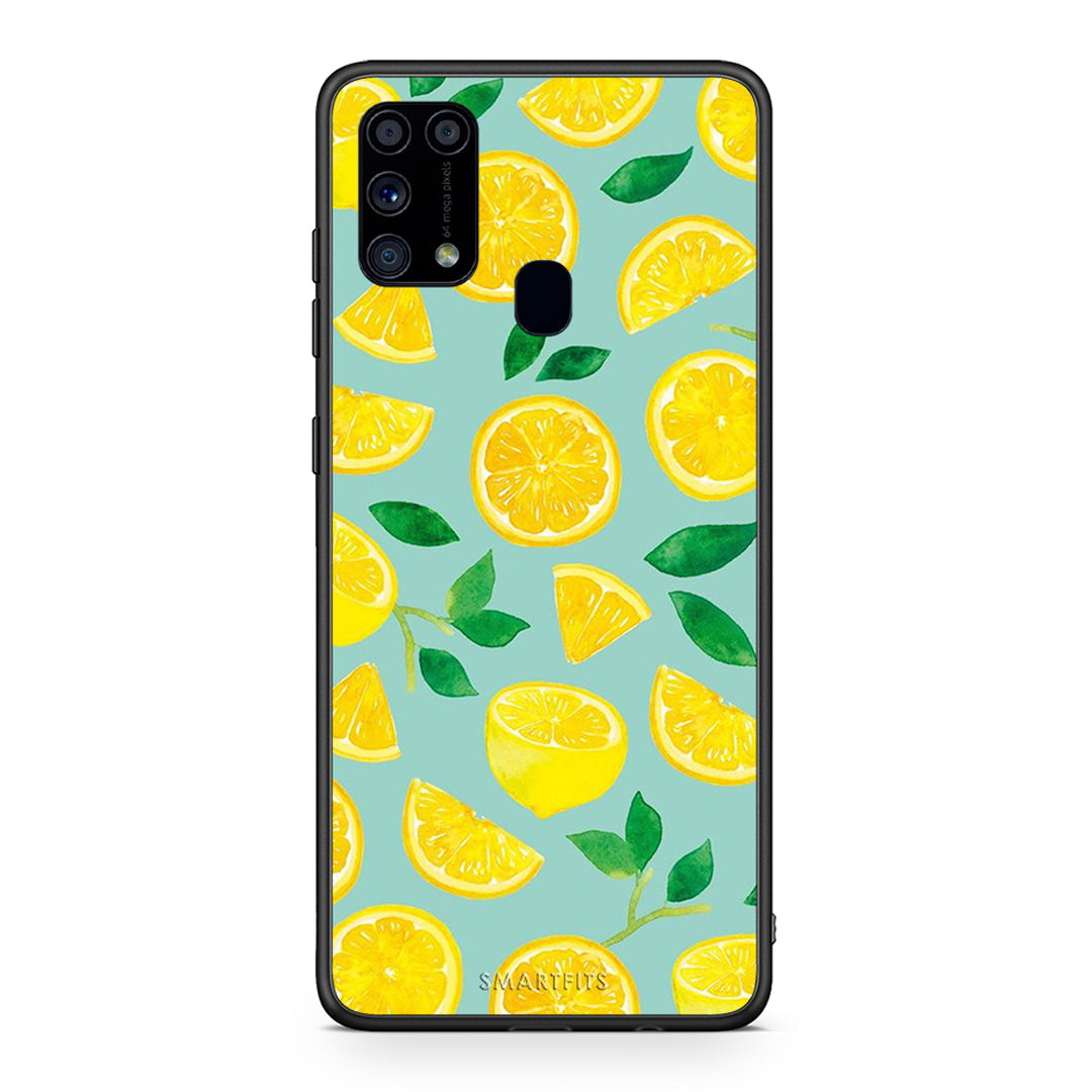 Samsung M31 Lemons θήκη από τη Smartfits με σχέδιο στο πίσω μέρος και μαύρο περίβλημα | Smartphone case with colorful back and black bezels by Smartfits