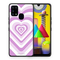 Thumbnail for Θήκη Samsung M31 Lilac Hearts από τη Smartfits με σχέδιο στο πίσω μέρος και μαύρο περίβλημα | Samsung M31 Lilac Hearts case with colorful back and black bezels