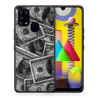 Thumbnail for Θήκη Samsung M31 Money Dollars από τη Smartfits με σχέδιο στο πίσω μέρος και μαύρο περίβλημα | Samsung M31 Money Dollars case with colorful back and black bezels