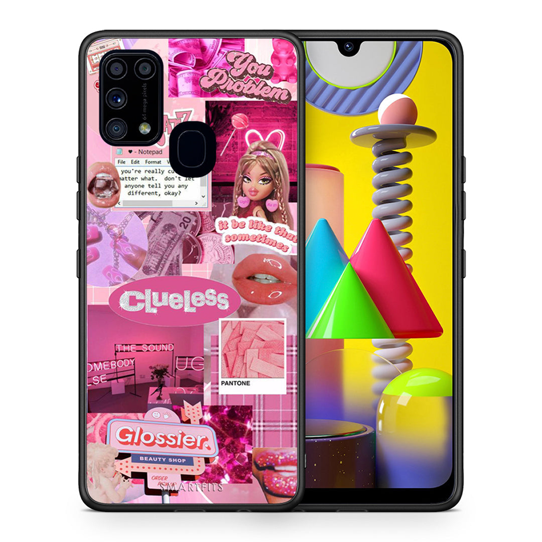 Θήκη Αγίου Βαλεντίνου Samsung M31 Pink Love από τη Smartfits με σχέδιο στο πίσω μέρος και μαύρο περίβλημα | Samsung M31 Pink Love case with colorful back and black bezels