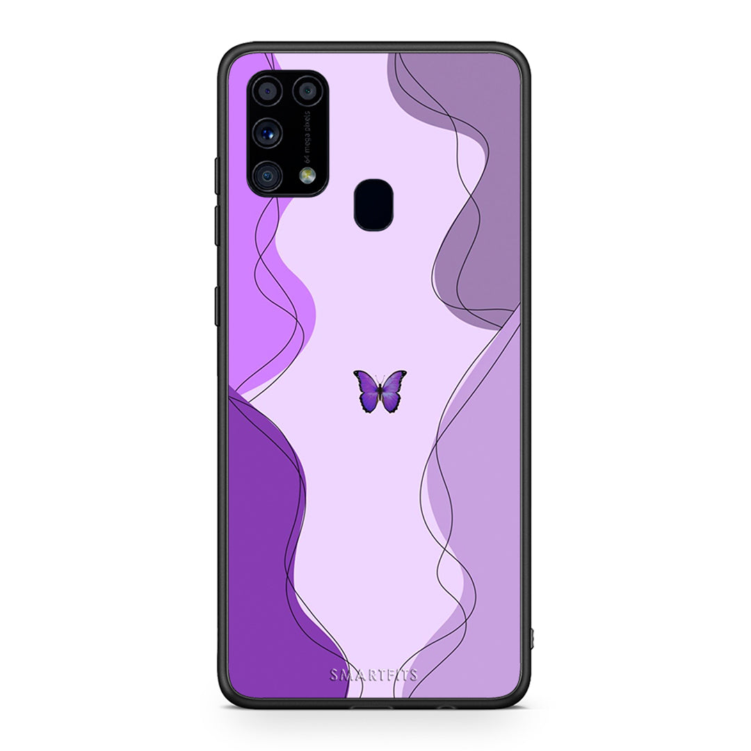 Samsung M31 Purple Mariposa Θήκη Αγίου Βαλεντίνου από τη Smartfits με σχέδιο στο πίσω μέρος και μαύρο περίβλημα | Smartphone case with colorful back and black bezels by Smartfits
