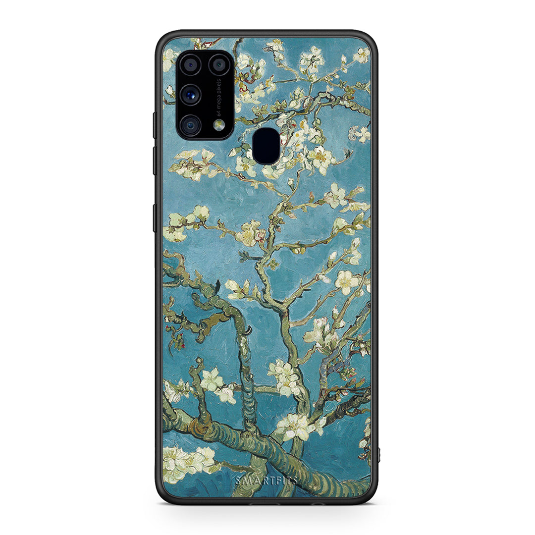 Samsung M31 White Blossoms θήκη από τη Smartfits με σχέδιο στο πίσω μέρος και μαύρο περίβλημα | Smartphone case with colorful back and black bezels by Smartfits
