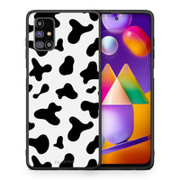 Thumbnail for Θήκη Samsung M31s Cow Print από τη Smartfits με σχέδιο στο πίσω μέρος και μαύρο περίβλημα | Samsung M31s Cow Print case with colorful back and black bezels