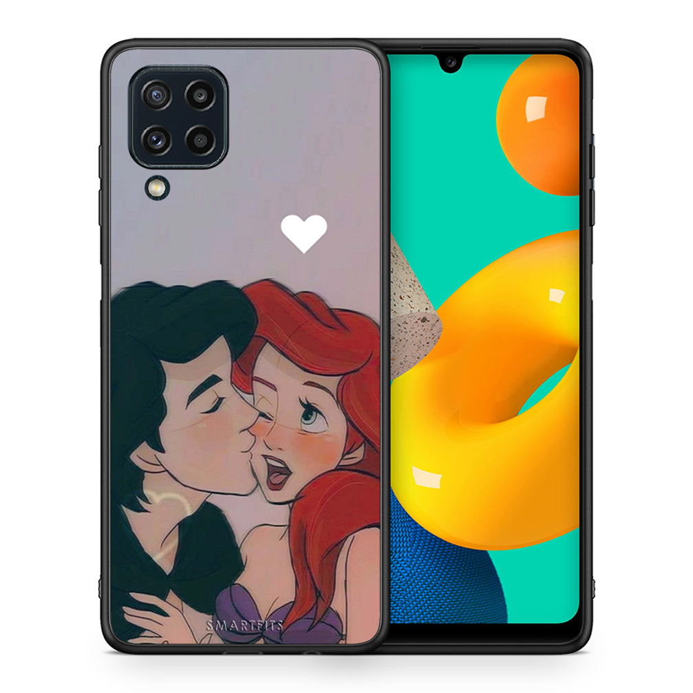 Θήκη Αγίου Βαλεντίνου Samsung M32 4G Mermaid Love από τη Smartfits με σχέδιο στο πίσω μέρος και μαύρο περίβλημα | Samsung M32 4G Mermaid Love case with colorful back and black bezels