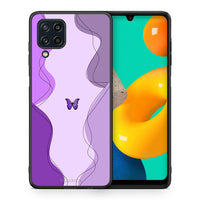 Thumbnail for Θήκη Αγίου Βαλεντίνου Samsung M32 4G Purple Mariposa από τη Smartfits με σχέδιο στο πίσω μέρος και μαύρο περίβλημα | Samsung M32 4G Purple Mariposa case with colorful back and black bezels