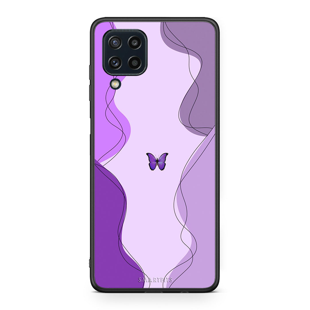 Samsung M32 4G Purple Mariposa Θήκη Αγίου Βαλεντίνου από τη Smartfits με σχέδιο στο πίσω μέρος και μαύρο περίβλημα | Smartphone case with colorful back and black bezels by Smartfits