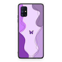 Thumbnail for Θήκη Αγίου Βαλεντίνου Samsung Galaxy M51 Purple Mariposa από τη Smartfits με σχέδιο στο πίσω μέρος και μαύρο περίβλημα | Samsung Galaxy M51 Purple Mariposa case with colorful back and black bezels