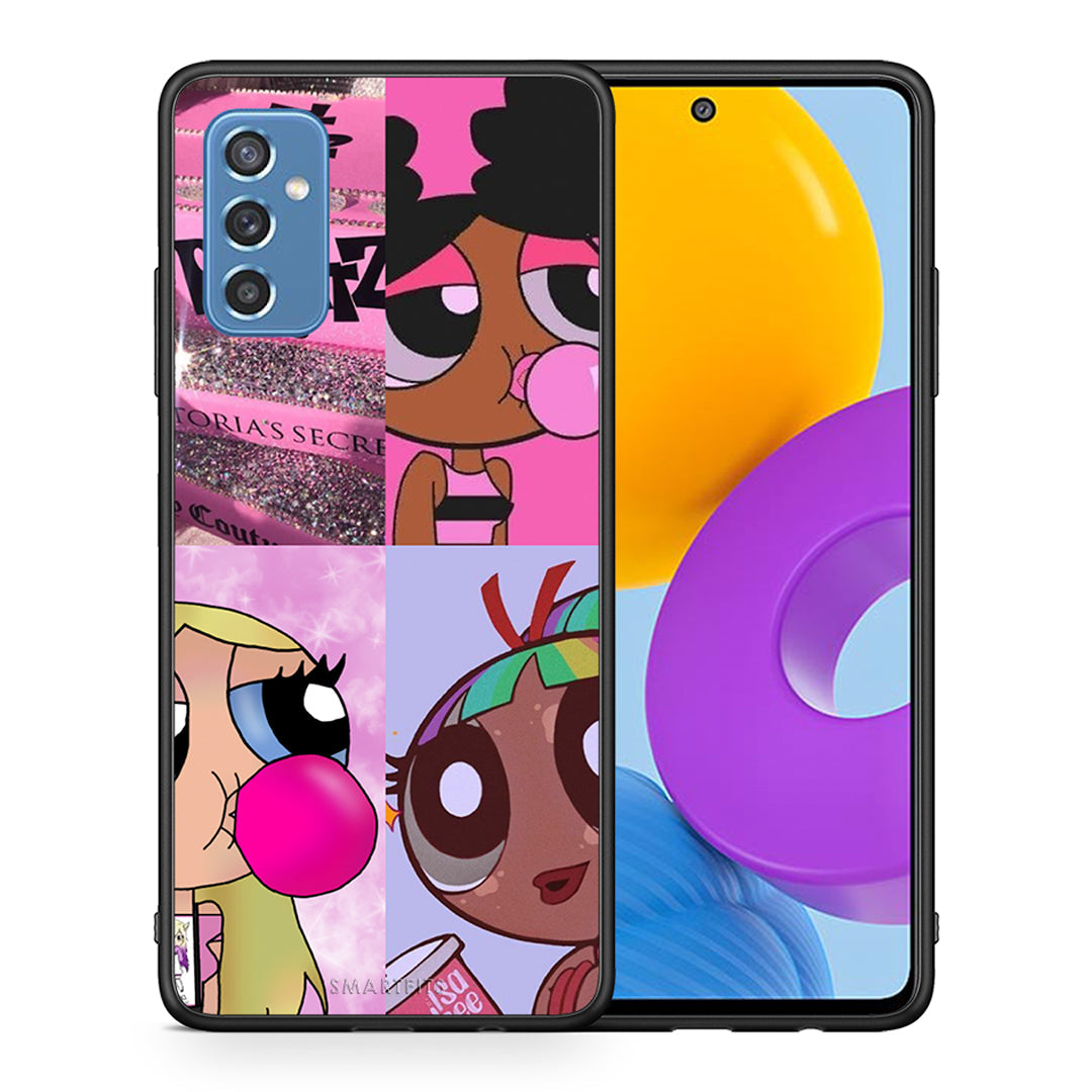 Θήκη Αγίου Βαλεντίνου Samsung M52 5G Bubble Girls από τη Smartfits με σχέδιο στο πίσω μέρος και μαύρο περίβλημα | Samsung M52 5G Bubble Girls case with colorful back and black bezels