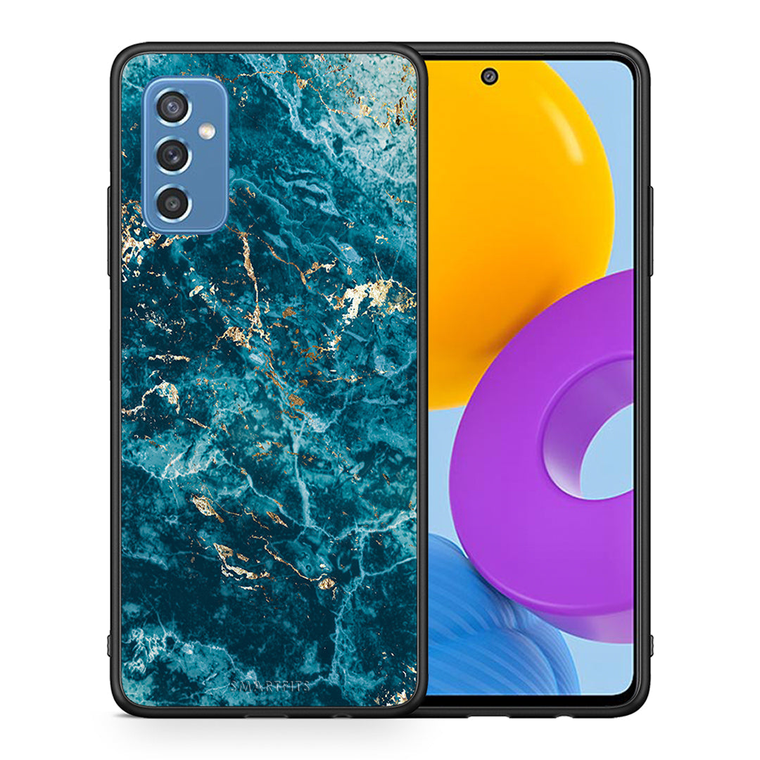Θήκη Samsung M52 5G Marble Blue από τη Smartfits με σχέδιο στο πίσω μέρος και μαύρο περίβλημα | Samsung M52 5G Marble Blue case with colorful back and black bezels