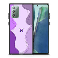 Thumbnail for Θήκη Αγίου Βαλεντίνου Samsung Note 20 Purple Mariposa από τη Smartfits με σχέδιο στο πίσω μέρος και μαύρο περίβλημα | Samsung Note 20 Purple Mariposa case with colorful back and black bezels
