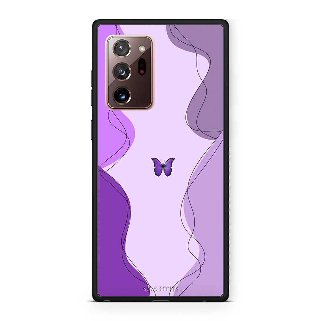 Samsung Note 20 Ultra Purple Mariposa Θήκη Αγίου Βαλεντίνου από τη Smartfits με σχέδιο στο πίσω μέρος και μαύρο περίβλημα | Smartphone case with colorful back and black bezels by Smartfits