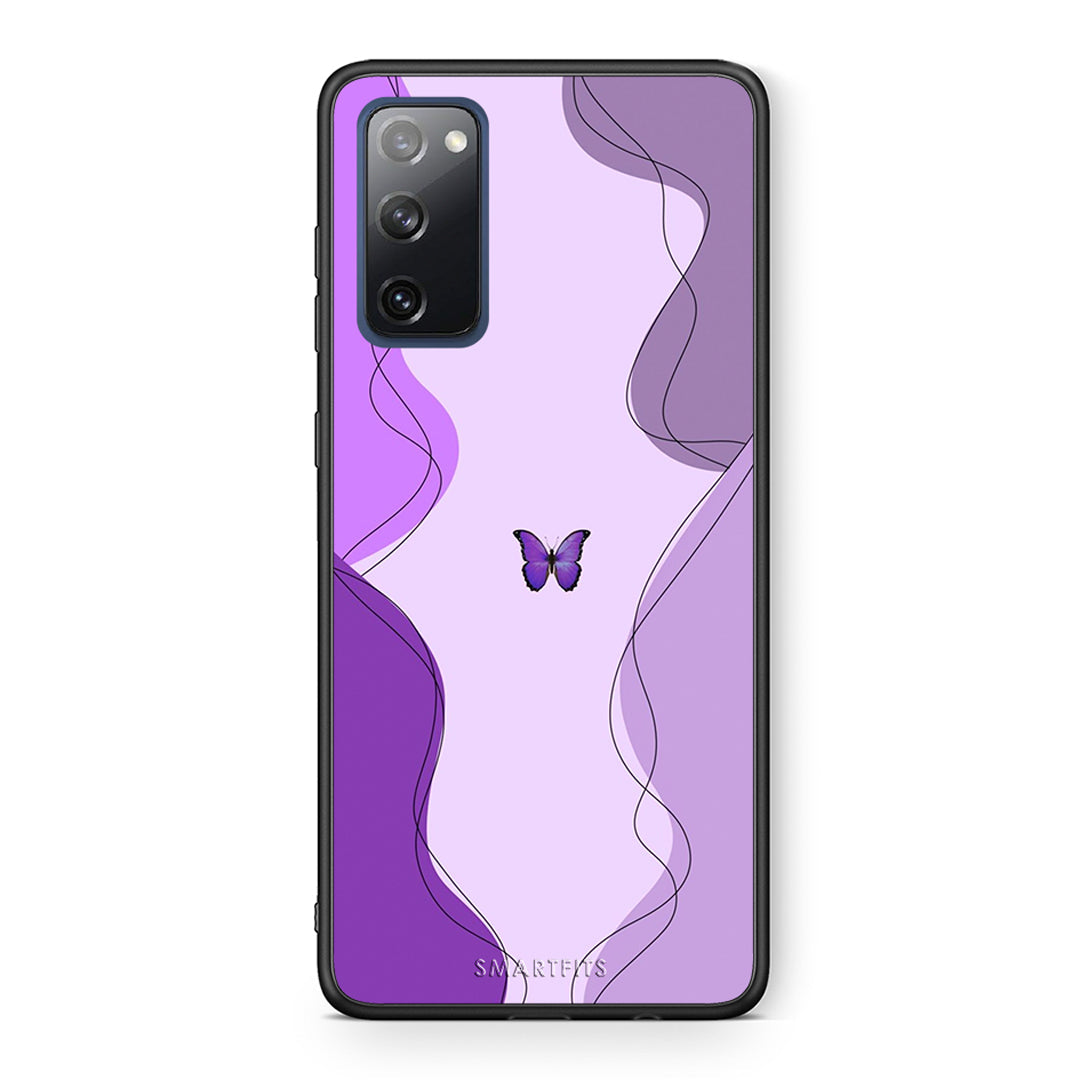 Θήκη Αγίου Βαλεντίνου Samsung S20 FE Purple Mariposa από τη Smartfits με σχέδιο στο πίσω μέρος και μαύρο περίβλημα | Samsung S20 FE Purple Mariposa case with colorful back and black bezels