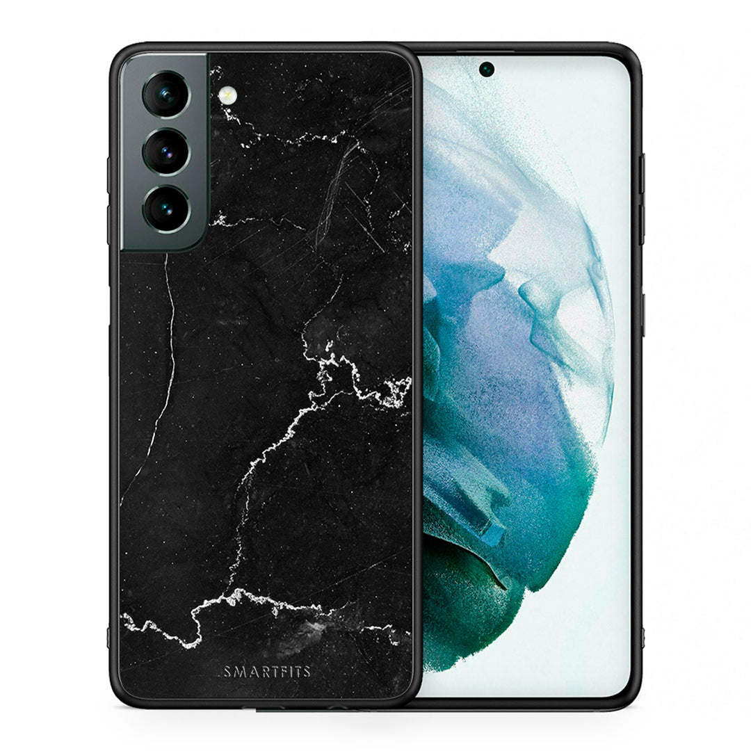 Θήκη Samsung S21 Marble Black από τη Smartfits με σχέδιο στο πίσω μέρος και μαύρο περίβλημα | Samsung S21 Marble Black case with colorful back and black bezels