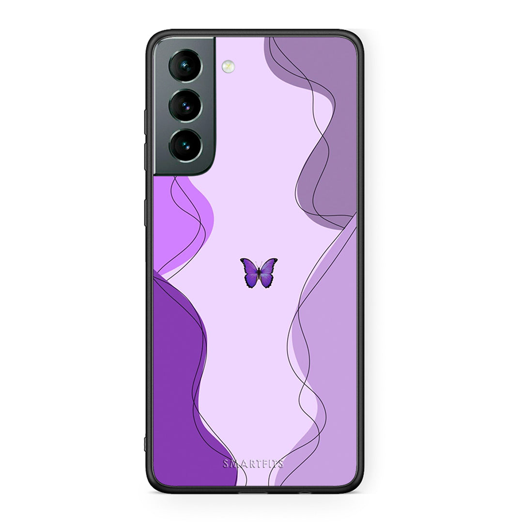 Samsung S21 Purple Mariposa Θήκη Αγίου Βαλεντίνου από τη Smartfits με σχέδιο στο πίσω μέρος και μαύρο περίβλημα | Smartphone case with colorful back and black bezels by Smartfits