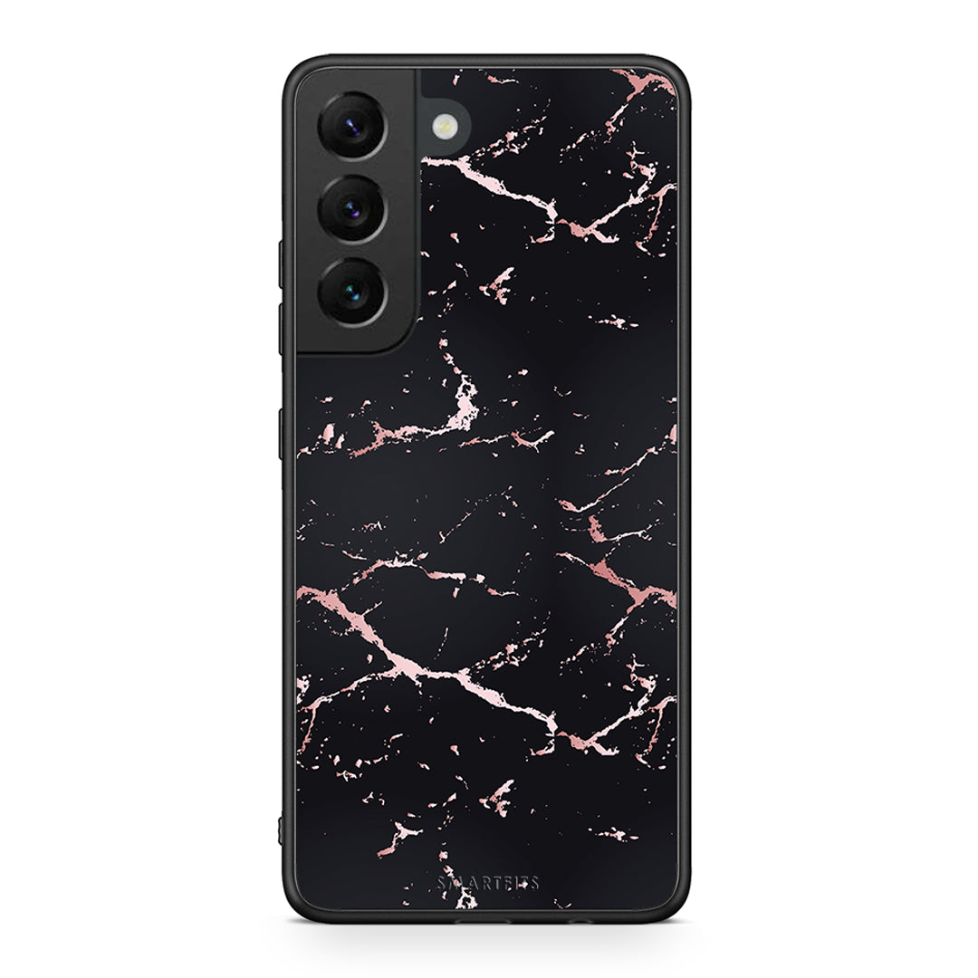 4 - Samsung S22 Black Rosegold Marble case, cover, bumper