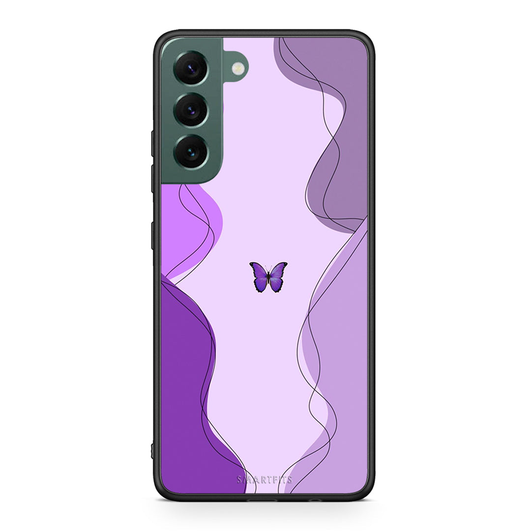 Samsung S22 Plus Purple Mariposa Θήκη Αγίου Βαλεντίνου από τη Smartfits με σχέδιο στο πίσω μέρος και μαύρο περίβλημα | Smartphone case with colorful back and black bezels by Smartfits