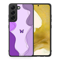 Thumbnail for Θήκη Αγίου Βαλεντίνου Samsung S22 Purple Mariposa από τη Smartfits με σχέδιο στο πίσω μέρος και μαύρο περίβλημα | Samsung S22 Purple Mariposa case with colorful back and black bezels