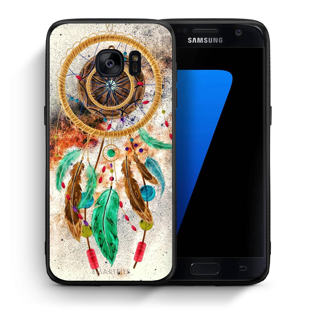 Θήκη Samsung S7 DreamCatcher Boho από τη Smartfits με σχέδιο στο πίσω μέρος και μαύρο περίβλημα | Samsung S7 DreamCatcher Boho case with colorful back and black bezels
