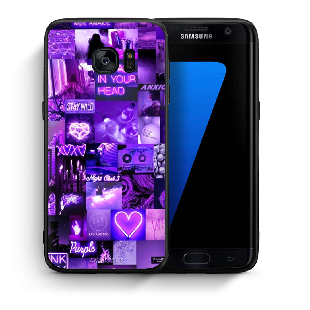 Θήκη Αγίου Βαλεντίνου Samsung S7 Edge Collage Stay Wild από τη Smartfits με σχέδιο στο πίσω μέρος και μαύρο περίβλημα | Samsung S7 Edge Collage Stay Wild case with colorful back and black bezels