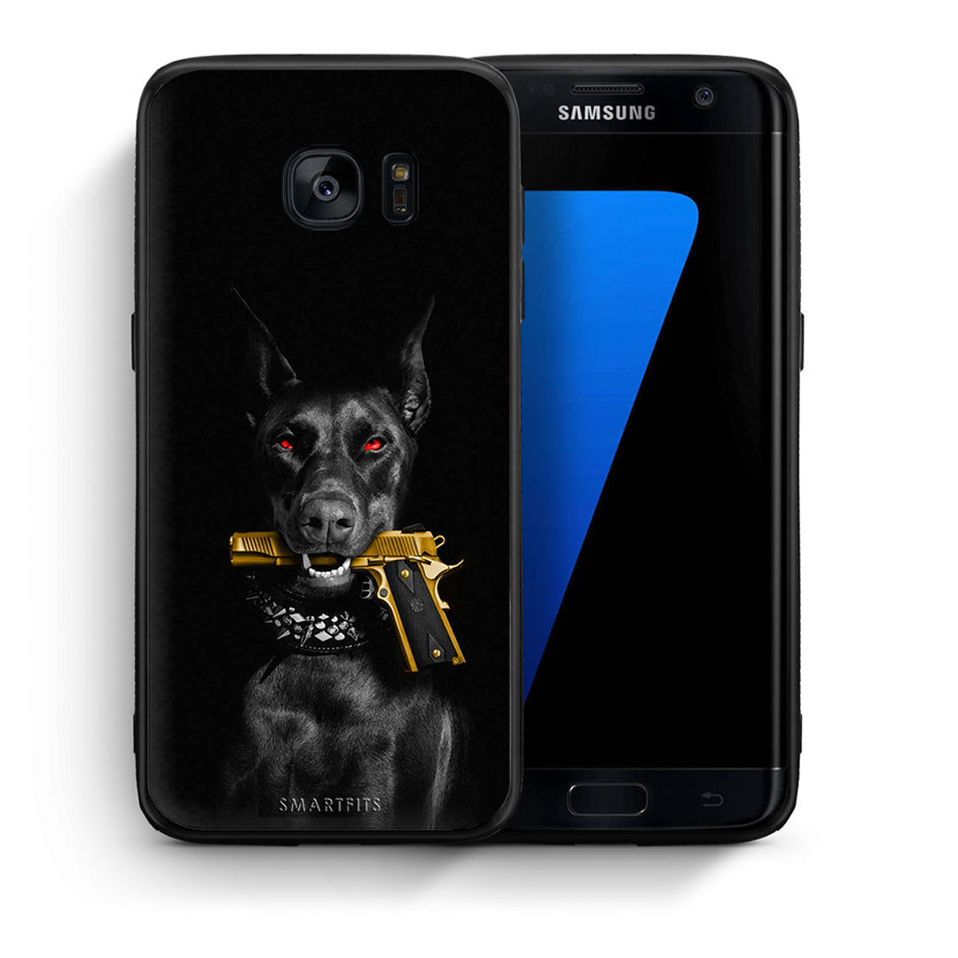 Θήκη Αγίου Βαλεντίνου Samsung S7 Edge Golden Gun από τη Smartfits με σχέδιο στο πίσω μέρος και μαύρο περίβλημα | Samsung S7 Edge Golden Gun case with colorful back and black bezels