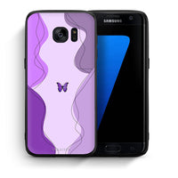 Thumbnail for Θήκη Αγίου Βαλεντίνου Samsung S7 Edge Purple Mariposa από τη Smartfits με σχέδιο στο πίσω μέρος και μαύρο περίβλημα | Samsung S7 Edge Purple Mariposa case with colorful back and black bezels